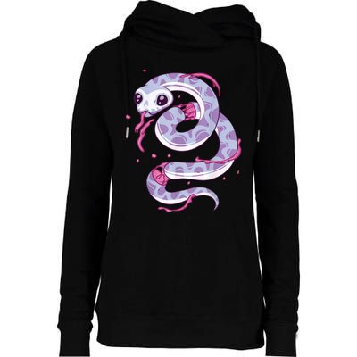 Pastel Goth Snake Creepy Serpent Kawaii Emo Nu Goth Womens Funnel Neck Pullover Hood