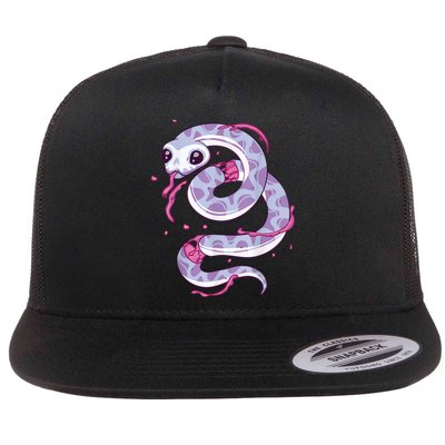 Pastel Goth Snake Creepy Serpent Kawaii Emo Nu Goth Flat Bill Trucker Hat