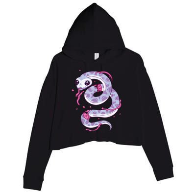 Pastel Goth Snake Creepy Serpent Kawaii Emo Nu Goth Crop Fleece Hoodie