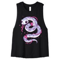 Pastel Goth Snake Creepy Serpent Kawaii Emo Nu Goth Women's Racerback Cropped Tank