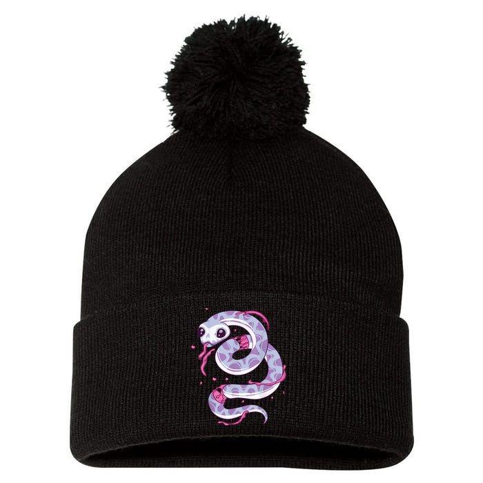 Pastel Goth Snake Creepy Serpent Kawaii Emo Nu Goth Pom Pom 12in Knit Beanie