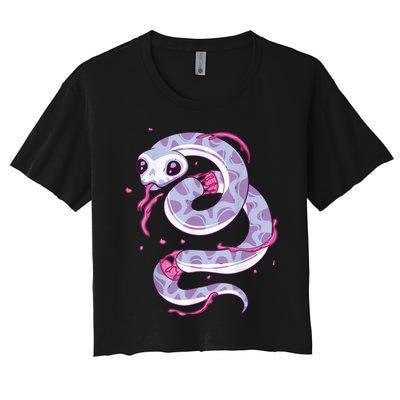 Pastel Goth Snake Creepy Serpent Kawaii Emo Nu Goth Women's Crop Top Tee