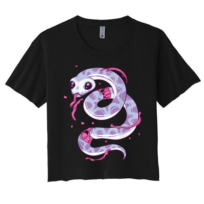 Pastel Goth Snake Creepy Serpent Kawaii Emo Nu Goth Women's Crop Top Tee