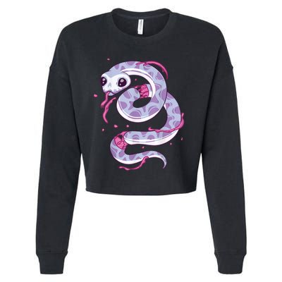 Pastel Goth Snake Creepy Serpent Kawaii Emo Nu Goth Cropped Pullover Crew