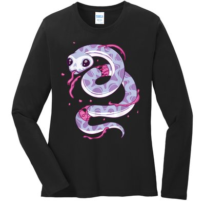 Pastel Goth Snake Creepy Serpent Kawaii Emo Nu Goth Ladies Long Sleeve Shirt