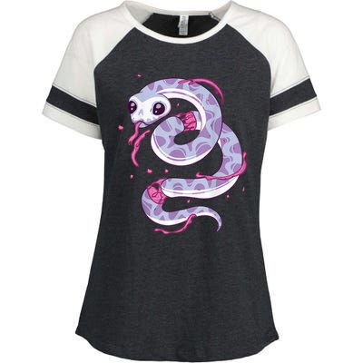 Pastel Goth Snake Creepy Serpent Kawaii Emo Nu Goth Enza Ladies Jersey Colorblock Tee