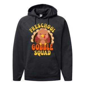 Preschool Gobble Squad Cute Turkey Thanksgiving Teacher Performance Fleece Hoodie