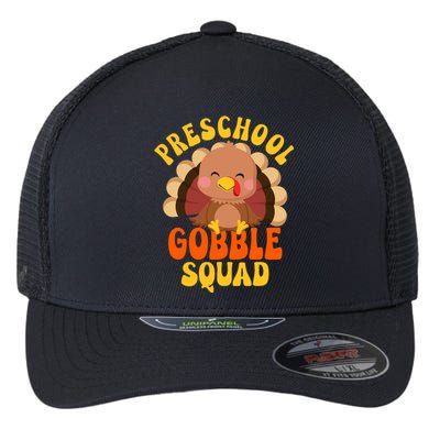 Preschool Gobble Squad Cute Turkey Thanksgiving Teacher Flexfit Unipanel Trucker Cap