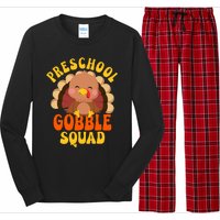 Preschool Gobble Squad Cute Turkey Thanksgiving Teacher Long Sleeve Pajama Set