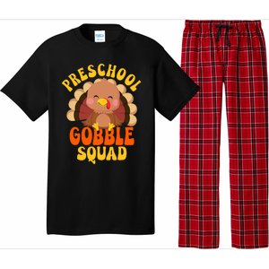 Preschool Gobble Squad Cute Turkey Thanksgiving Teacher Pajama Set