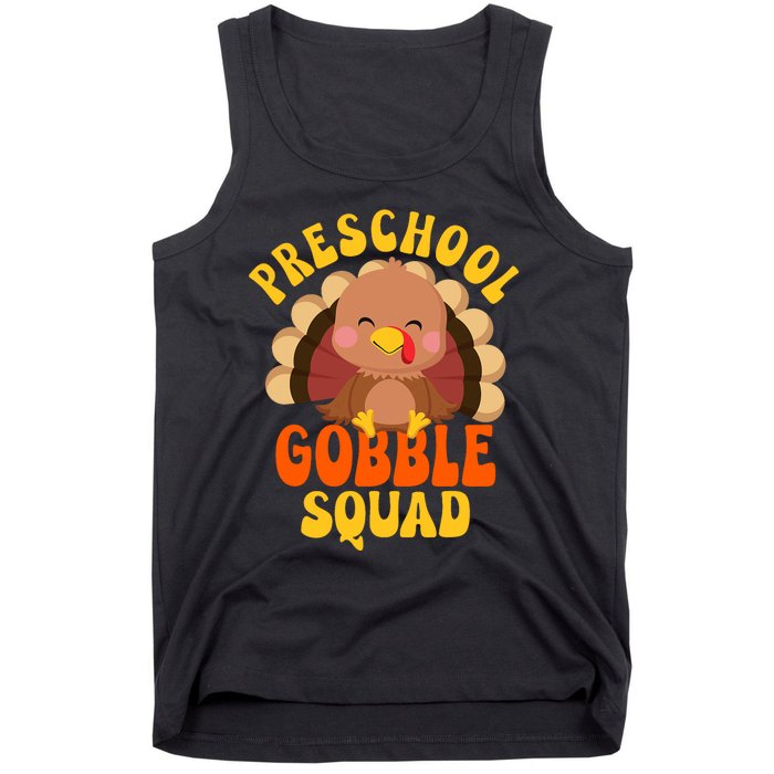 Preschool Gobble Squad Cute Turkey Thanksgiving Teacher Tank Top