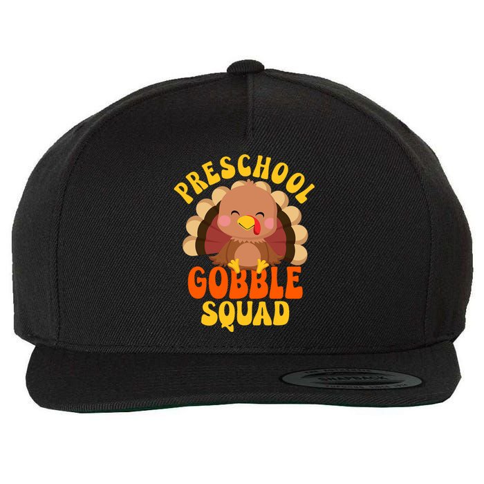 Preschool Gobble Squad Cute Turkey Thanksgiving Teacher Wool Snapback Cap