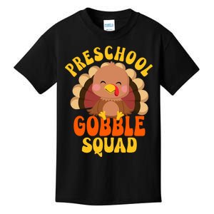 Preschool Gobble Squad Cute Turkey Thanksgiving Teacher Kids T-Shirt