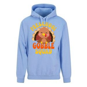 Preschool Gobble Squad Cute Turkey Thanksgiving Teacher Unisex Surf Hoodie