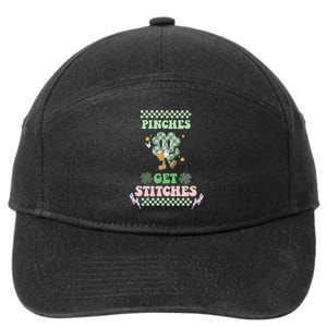 Pinches Get Stitches St Patricks Days Lucky Vibes Clover Irish Drinking Team 7-Panel Snapback Hat