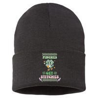 Pinches Get Stitches St Patricks Days Lucky Vibes Clover Irish Drinking Team Sustainable Knit Beanie