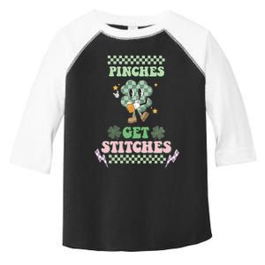 Pinches Get Stitches St Patricks Days Lucky Vibes Clover Irish Drinking Team Toddler Fine Jersey T-Shirt