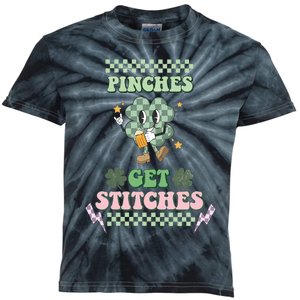 Pinches Get Stitches St Patricks Days Lucky Vibes Clover Irish Drinking Team Kids Tie-Dye T-Shirt