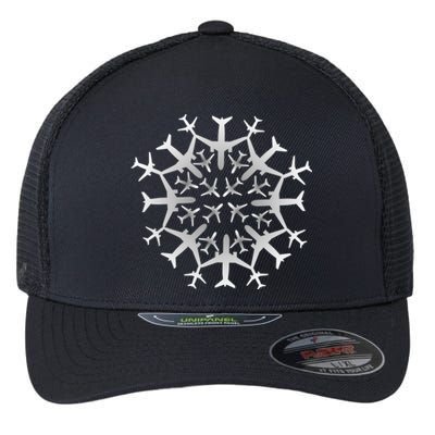 Pilot Gift Snowflake Airplanes Christmas Snow Aviation Plane Gift Flexfit Unipanel Trucker Cap