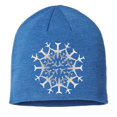 Pilot Gift Snowflake Airplanes Christmas Snow Aviation Plane Gift Sustainable Beanie