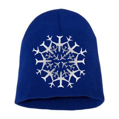 Pilot Gift Snowflake Airplanes Christmas Snow Aviation Plane Gift Short Acrylic Beanie