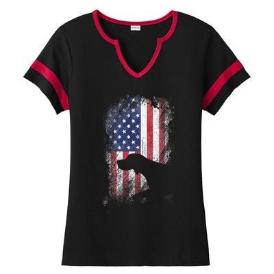 Patriotic German Shorthaired Pointer American Flag Gsp Dog Ladies Halftime Notch Neck Tee