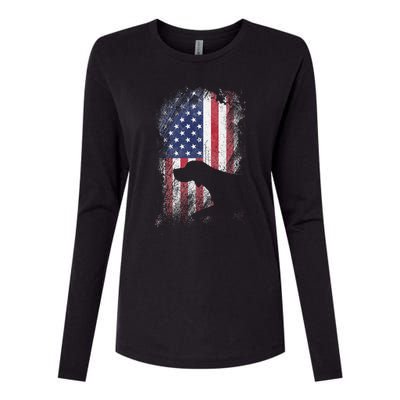 Patriotic German Shorthaired Pointer American Flag Gsp Dog Womens Cotton Relaxed Long Sleeve T-Shirt