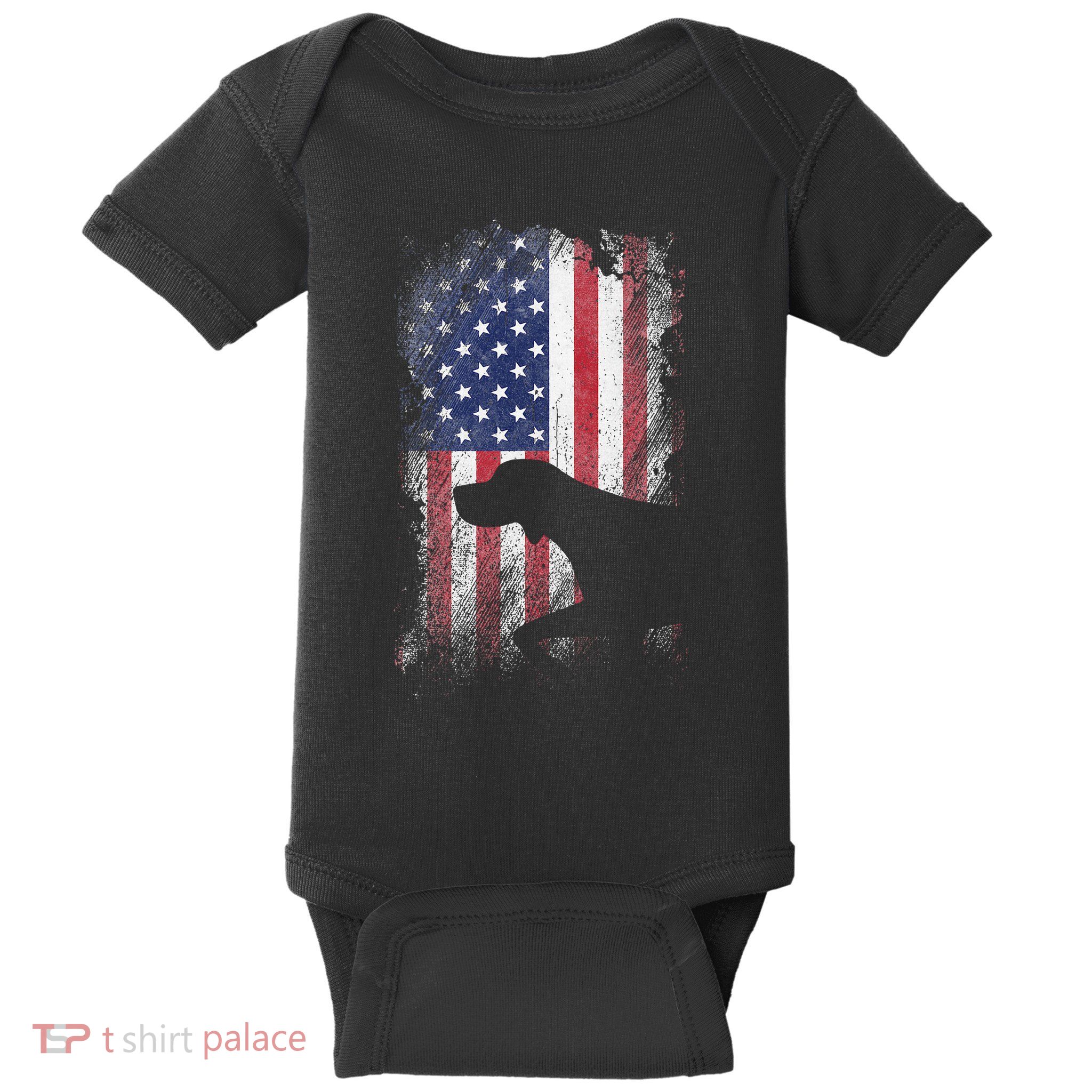 Patriotic German Shorthaired Pointer American Flag Gsp Dog Baby Bodysuit
