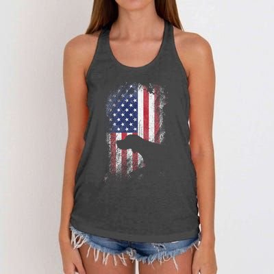 Patriotic German Shorthaired Pointer American Flag Gsp Dog Women's Knotted Racerback Tank