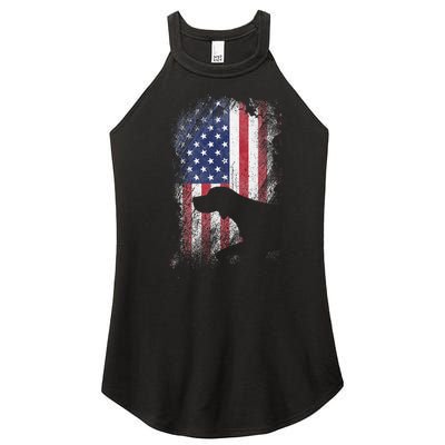 Patriotic German Shorthaired Pointer American Flag Gsp Dog Women’s Perfect Tri Rocker Tank