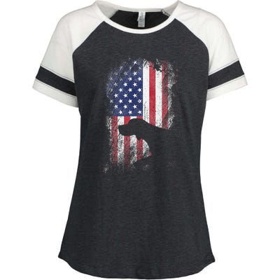 Patriotic German Shorthaired Pointer American Flag Gsp Dog Enza Ladies Jersey Colorblock Tee