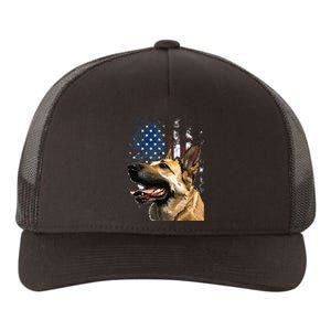 Patriotic German Shepherd American Flag 4th of July Yupoong Adult 5-Panel Trucker Hat