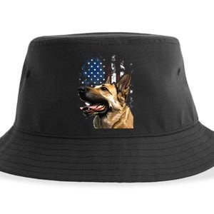 Patriotic German Shepherd American Flag 4th of July Sustainable Bucket Hat