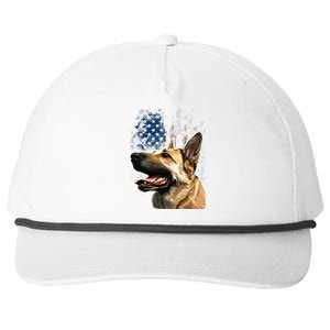 Patriotic German Shepherd American Flag 4th of July Snapback Five-Panel Rope Hat