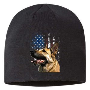 Patriotic German Shepherd American Flag 4th of July Sustainable Beanie