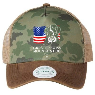 Proud Greater Swiss Mountain Dog Dad American Flag Patriotic Legacy Tie Dye Trucker Hat