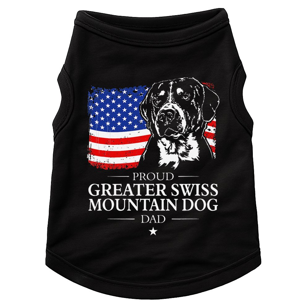 Proud Greater Swiss Mountain Dog Dad American Flag Patriotic Doggie Tank