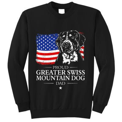 Proud Greater Swiss Mountain Dog Dad American Flag Patriotic Sweatshirt