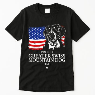 Proud Greater Swiss Mountain Dog Dad American Flag Patriotic Tall T-Shirt