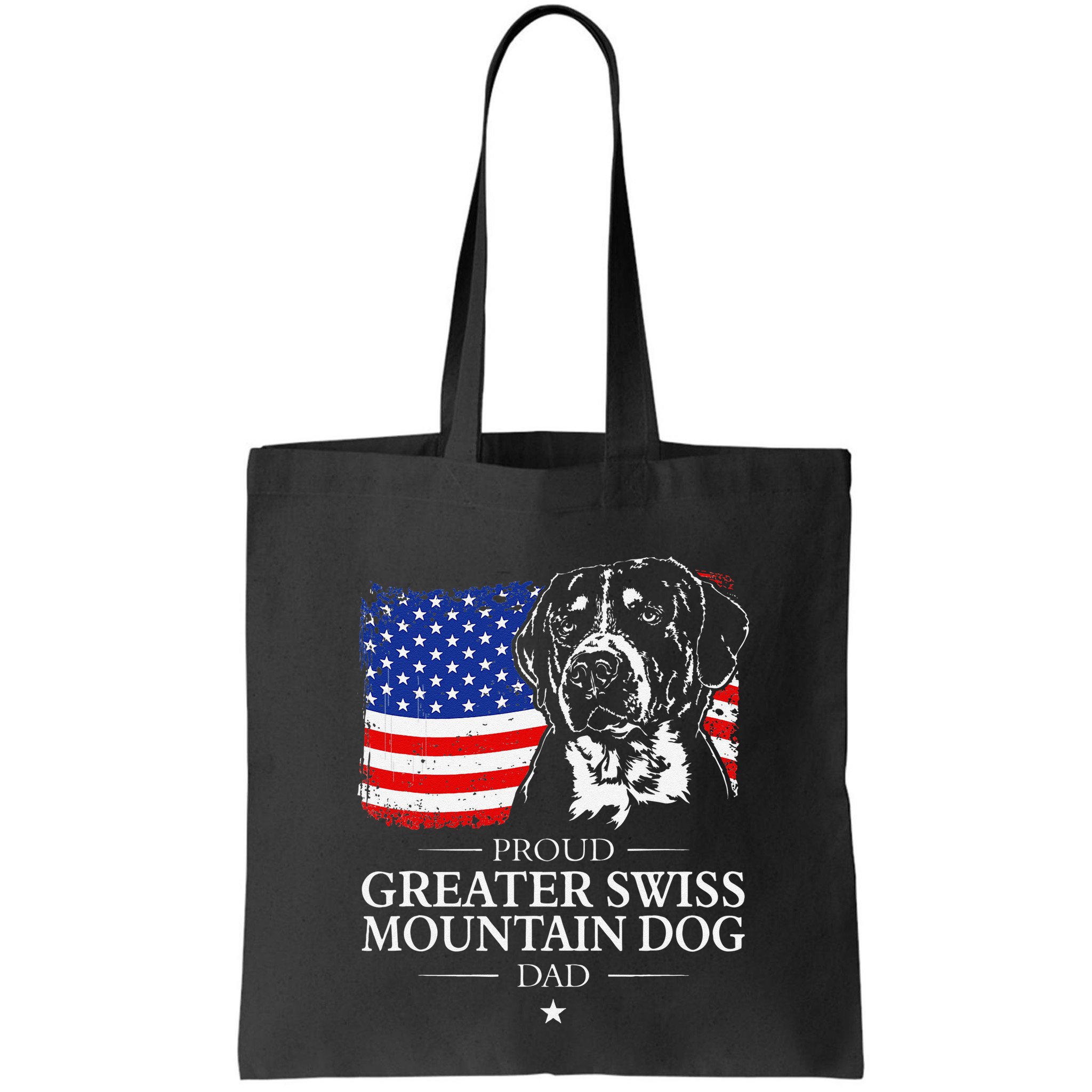Proud Greater Swiss Mountain Dog Dad American Flag Patriotic Bag