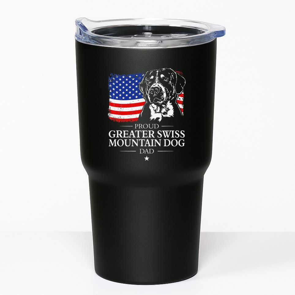 Proud Greater Swiss Mountain Dog Dad American Flag Patriotic Tumbler