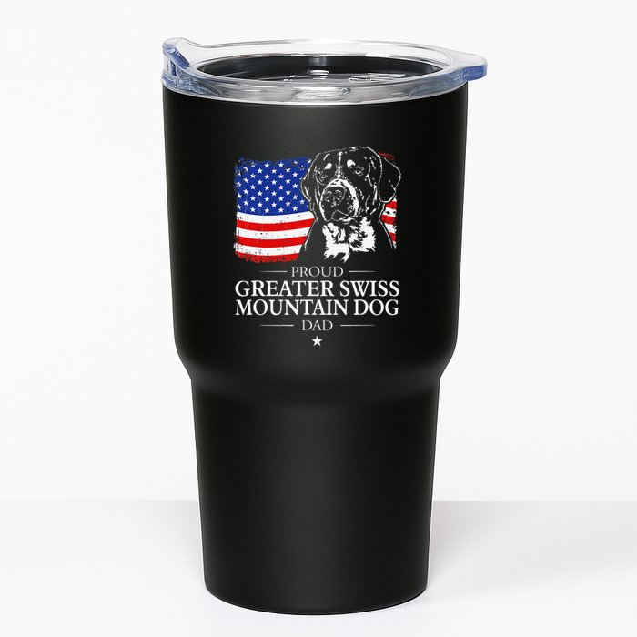 Proud Greater Swiss Mountain Dog Dad American Flag Patriotic Tumbler