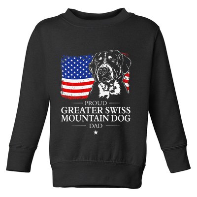 Proud Greater Swiss Mountain Dog Dad American Flag Patriotic Toddler Sweatshirt