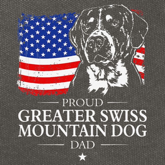 Proud Greater Swiss Mountain Dog Dad American Flag Patriotic Cotton Canvas Backpack