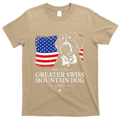 Proud Greater Swiss Mountain Dog Dad American Flag Patriotic T-Shirt