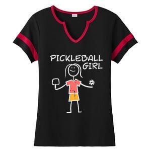 Pickleball Girl Stickman Pickle Ball Ladies Halftime Notch Neck Tee