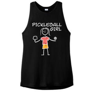 Pickleball Girl Stickman Pickle Ball Ladies PosiCharge Tri-Blend Wicking Tank