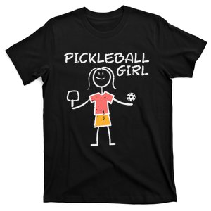 Pickleball Girl Stickman Pickle Ball T-Shirt