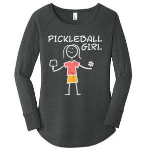 Pickleball Girl Stickman Pickle Ball Women's Perfect Tri Tunic Long Sleeve Shirt