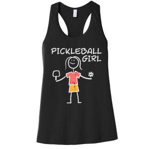 Pickleball Girl Stickman Pickle Ball Women's Racerback Tank